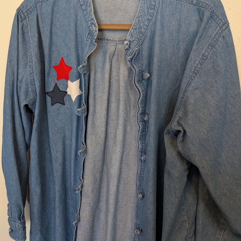 Crossing Pointe Denim Jacket with Star Patches